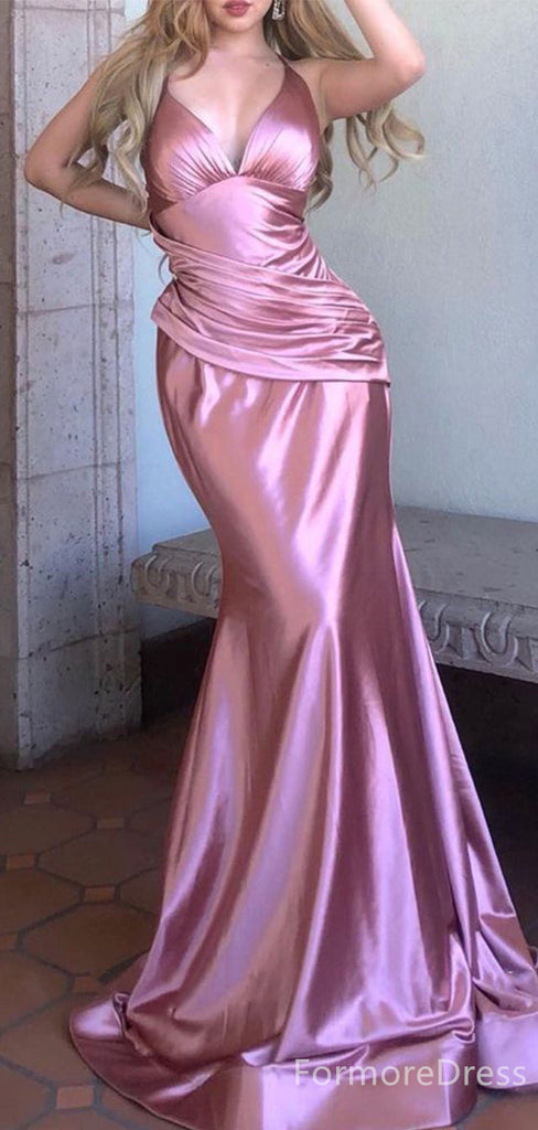 Elegant V-neck Spaghetti Strap Mermaid Long Prom Dress,PD323