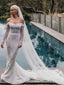 Elegant Off-shlulder Spaghetti Strap Mermaid Long Wedding Dress,  WD35