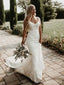 Elegant Spaghetti Strap Mermaid Long Wedding Dress,  WD37