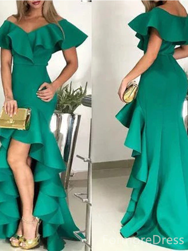 Elegant V-neck Off-Shoulder Mermaid Long Prom Dress,PD330