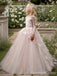 Elegant Long Sleeve Lace Appliques A-line Long Flower Girl Dress,  FGD50