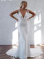 Elegant V-neck Spaghetti Strap Mermaid Long Wedding Dress,  WD38