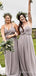 Elegant Spaghetti Strap A-line Long Bridesmaid Dress,  BD44