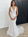 Elegant V-neck Mermaid Long Wedding Dress,  WD40