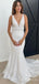 Elegant V-neck Mermaid Long Wedding Dress,  WD40