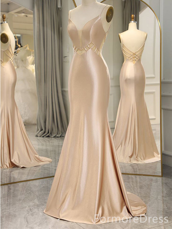 Elegant V-neck Spaghetti Mermaid Long Prom Dress,PD334