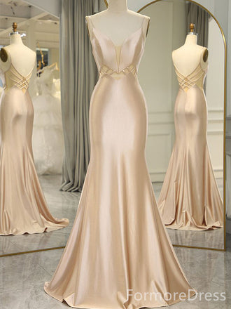 Elegant V-neck Spaghetti Mermaid Long Prom Dress,PD334