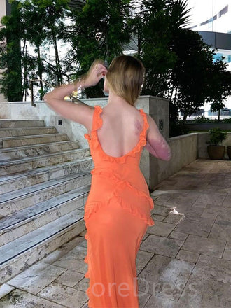 Sexy V-neck A-line Spaghetti Strap Split Side Long Prom Dress,PD07