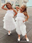 Elegant Spaghetti Strap Ruffles A-line Long Flower Girl Dress,  FGD55