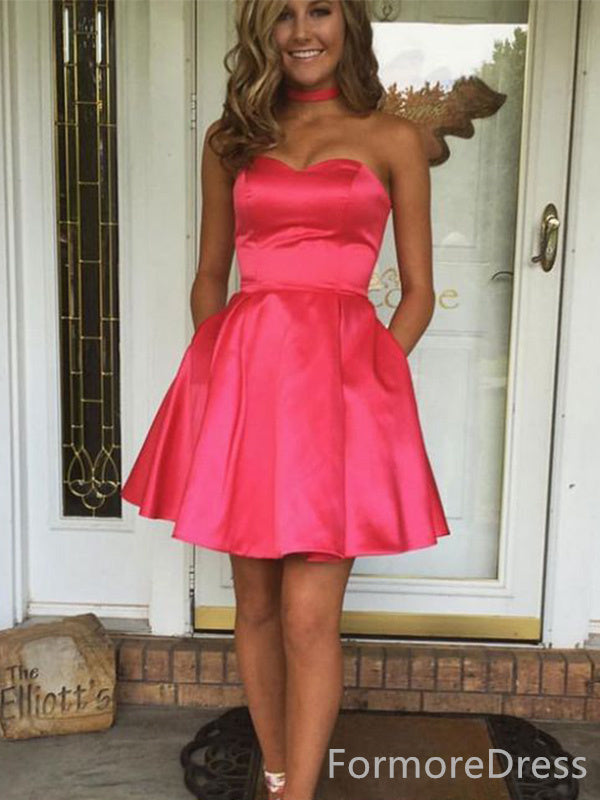 Elegant Sweatheart Strapless A-line Short Mini Homecoming Dress,  HD253