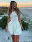 Elegant White Off-Shoulder Strapless A-line Short Mini Homecoming Dress,  HD252