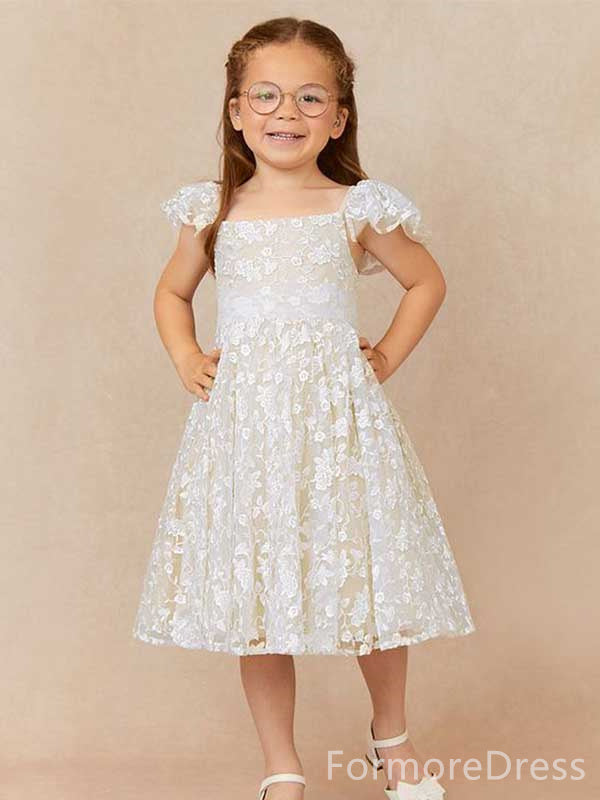 Popular Square Lace A-line Long Flower Girl Dress,  FGD56