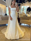 Elegant Off-White Square Mermaid Long Prom Dress,PD337