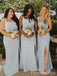 Elegant Mermaid Split Side Long Bridesmaid Dress,  BD79