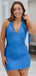 Simple V-neck Halter Backless A-line Short Mini Homecoming Dress,  HD249