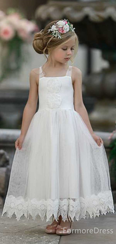 Popular Square Lace A-line Long Flower Girl Dress,  FGD59