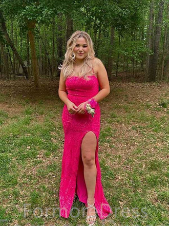 Sexy A-Line Spaghetti Strap Split Side Long Prom Dress,PD39