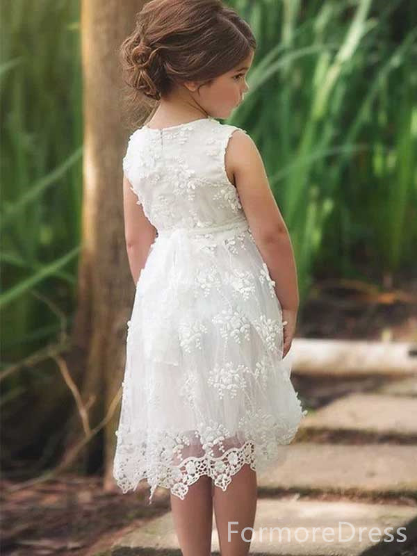 Popular Sleeveless Lace A-line Long Flower Girl Dress,  FGD60