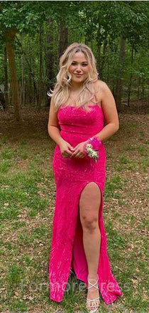 Sexy A-Line Spaghetti Strap Split Side Long Prom Dress,PD39