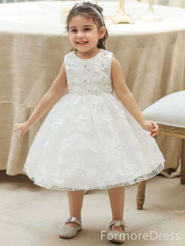 Popular Sleeveless Lace A-line Long Flower Girl Dress,  FGD61