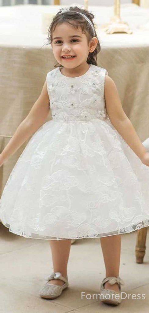 Popular Sleeveless Lace A-line Long Flower Girl Dress,  FGD61