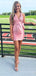 Elegant V-neck Halter A-line Short Mini Homecoming Dress,  HD260