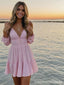 Elegant V-neck Long Sleeves A-line Short Mini Homecoming Dress,  HD262