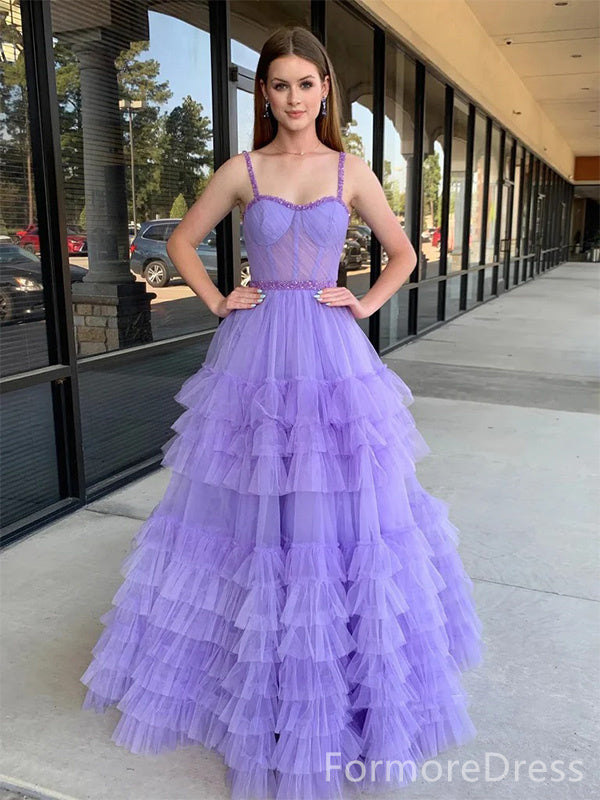 Elegant Sweatheart Spaghetti Strap A-line Long Prom Dress,PD340