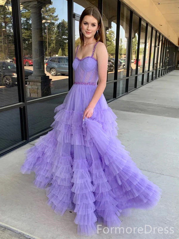 Elegant Sweatheart Spaghetti Strap A-line Long Prom Dress,PD340