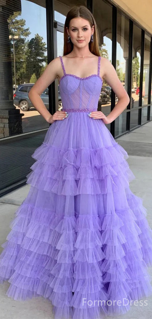 Elegant Sweatheart Spaghetti Strap A-line Long Prom Dress,PD340