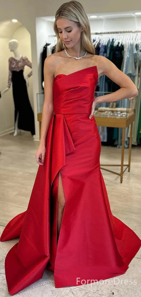 Elegant Strapless Split Side Mermaid Long Prom Dress,PD341