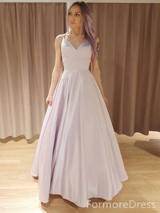 Elegant V-neck Spaghetti Strap A-line Long Prom Dress,PD346