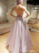 Elegant V-neck Spaghetti Strap A-line Long Prom Dress,PD346