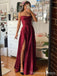 Elegant Burgundy Spaghetti Strap A-line Long Prom Dress,PD349