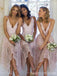 Elegant Spaghetti Strap V-neck A-line Bridesmaid Dress,  BD59