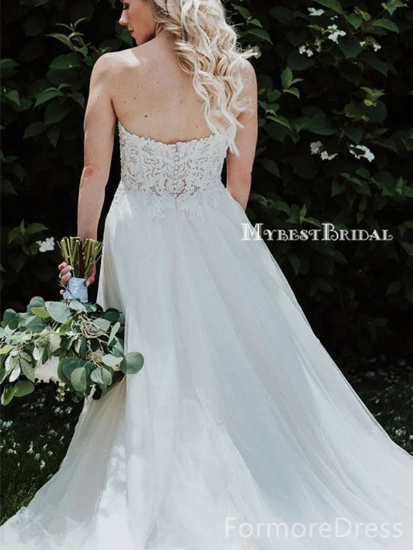 Elegant Strapless Mermaid Long Wedding Dress,  WD49