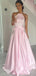 Elegant Pink Halter A-line Long Prom Dress,PD351