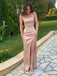 Elegant Spaghetti Strap Split Side Mermaid Long Prom Dress,PD353