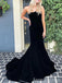 Elegant Black Strapless Mermaid Long Prom Dress,PD354