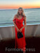Sexy Red A-Line V-neck Long Prom Dress,PD41
