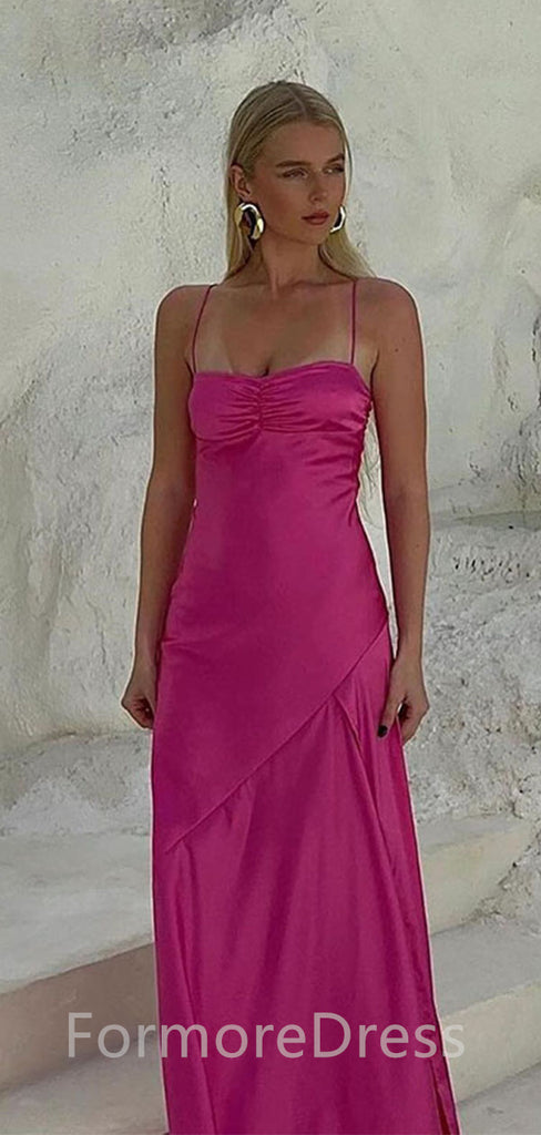 Sexy Spaghetti Strap Mermaid Split Side Long Prom Dress,  PD43