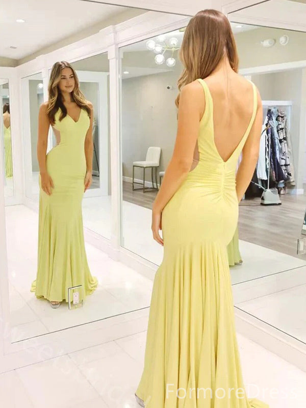 Sexy V-neck Spaghetti Strap Mermaid Long Prom Dress,PD359