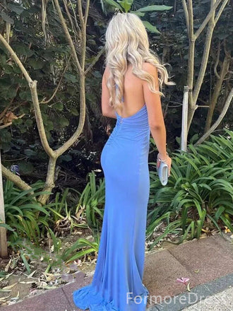 Sexy V-neck Halter Backless Split Side Mermaid Long Prom Dress,PD360