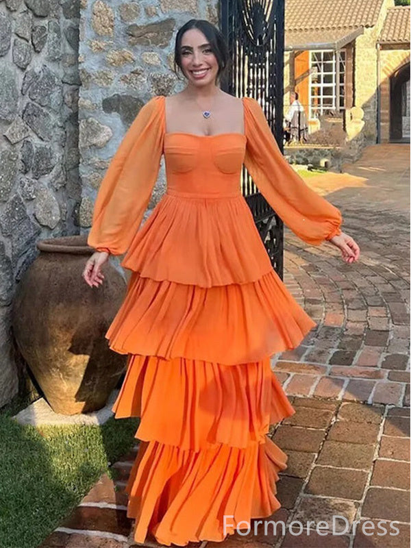 Elegant Sweatheart Long Sleeves A-line Long Prom Dress,PD363