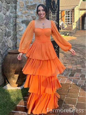 Elegant Sweatheart Long Sleeves A-line Long Prom Dress,PD363