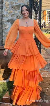 Elegant Sweatheart Long Sleeves A-line Long Prom Dress,PD363