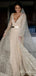 Flash Sequins V-neck A-line Long Wedding Dress,  WD51