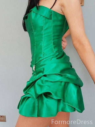 Simple Green Strapless Short Mini Homecoming Dress,  HD270
