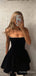 Elegant Black Strapless Short Mini Homecoming Dress,  HD271