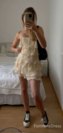 Elegant Spaghetti Strap Short Mini Homecoming Dress,  HD272